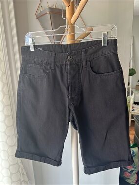 G-STAR RAW 3301 Men's Black Denim Jean Shorts Jorts Roll-Hem Straight Size 29